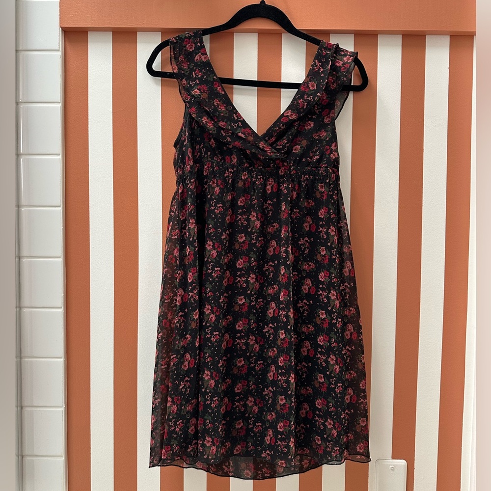Floral Black and Red Dress